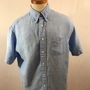 Brooks Brothers Blue Linen Short Sleeve Shirt